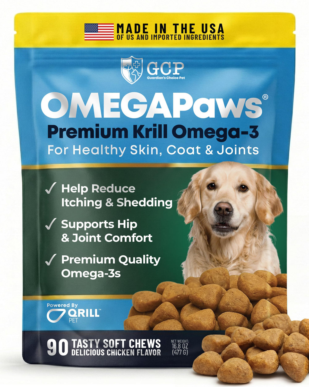 Guardian's Choice Omega-3 para perros: bocaditos de salmón para apoyar pelaje saludable.