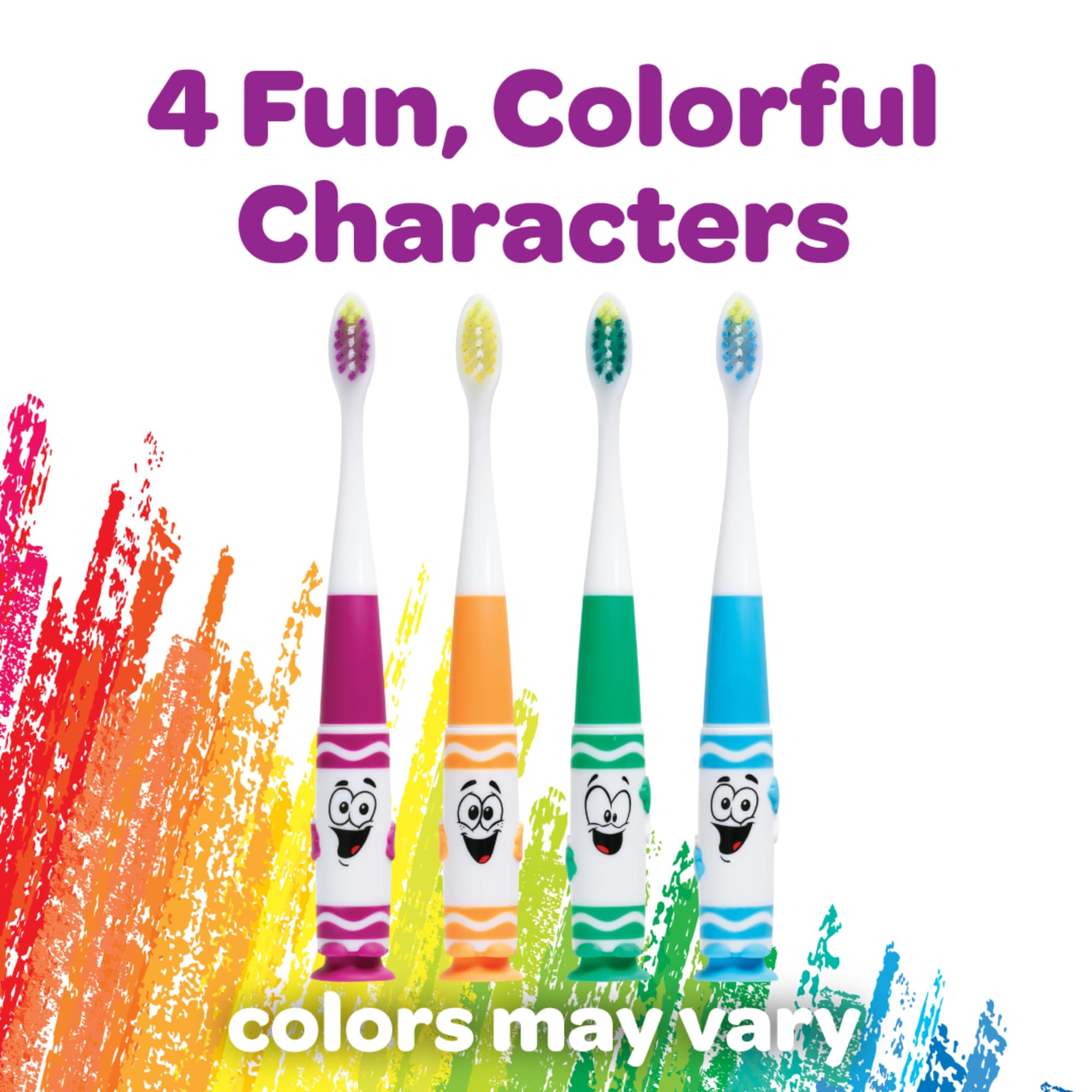 GUM Crayola Pip-Squeaks conjunto de cuatro caras y colores para cepillado divertido