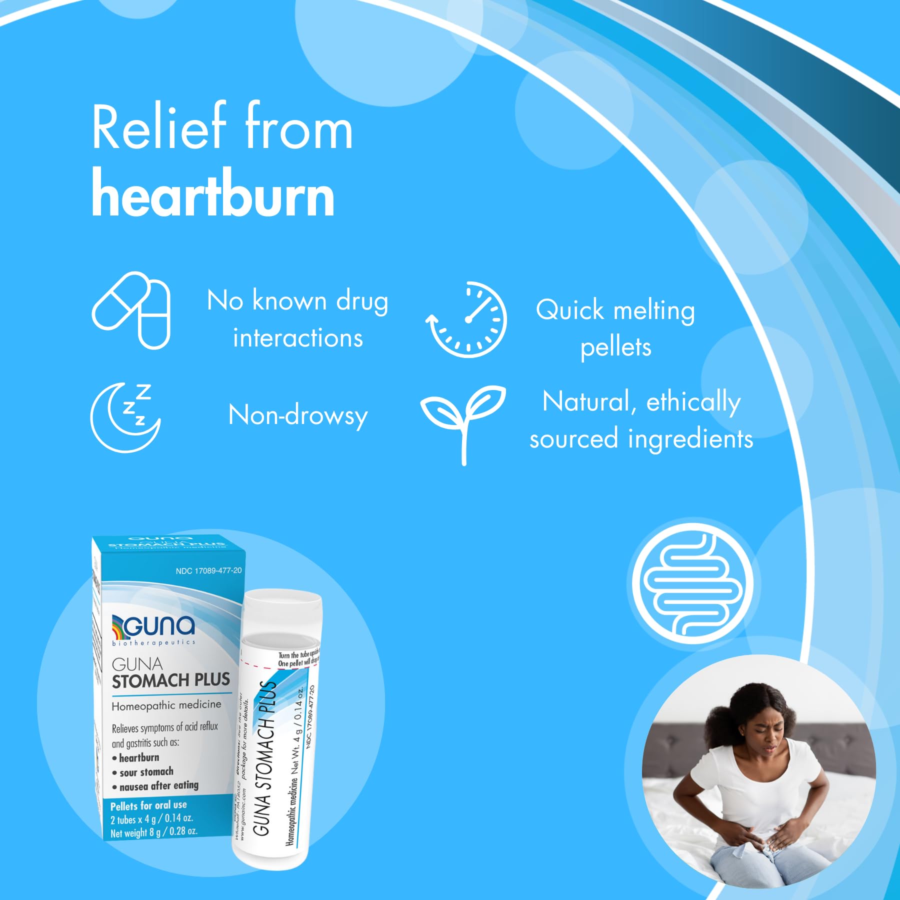 GUNA Liver Plus: etiqueta del producto que resalta beneficios