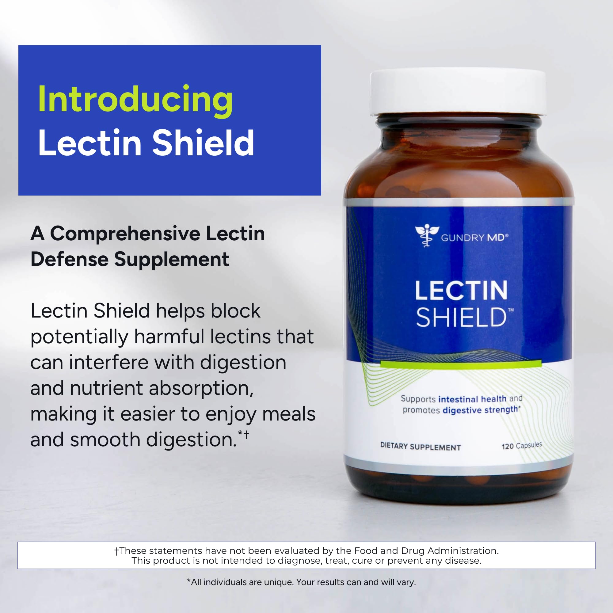 Etiqueta de Gundry MD Lectin Shield con ingredientes listados para transparencia.