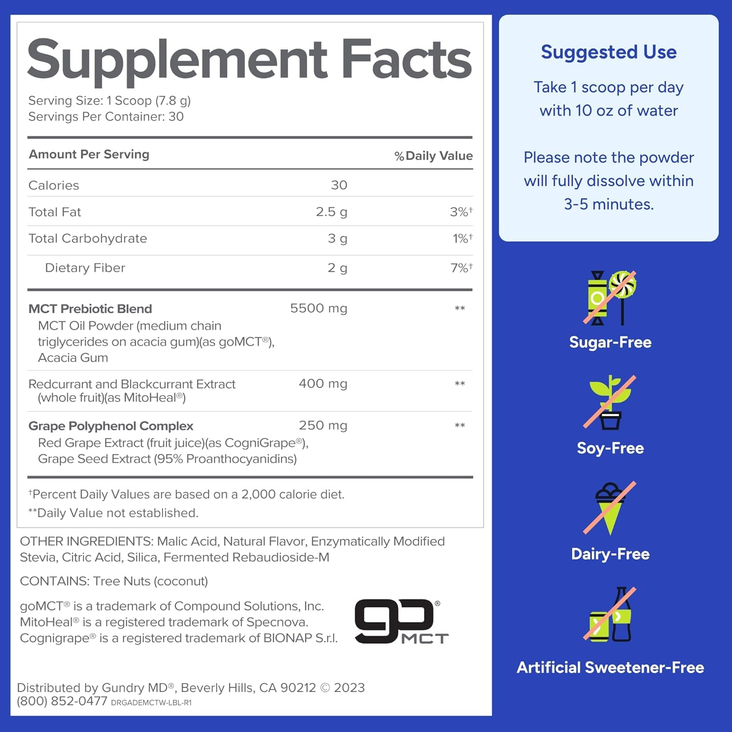 Gundry MD MCT Wellness uso diario para energía y enfoque.