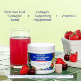 Gundry MD Phyto Collagen Complex vaso con polvo, posible impulso de bienestar diario.