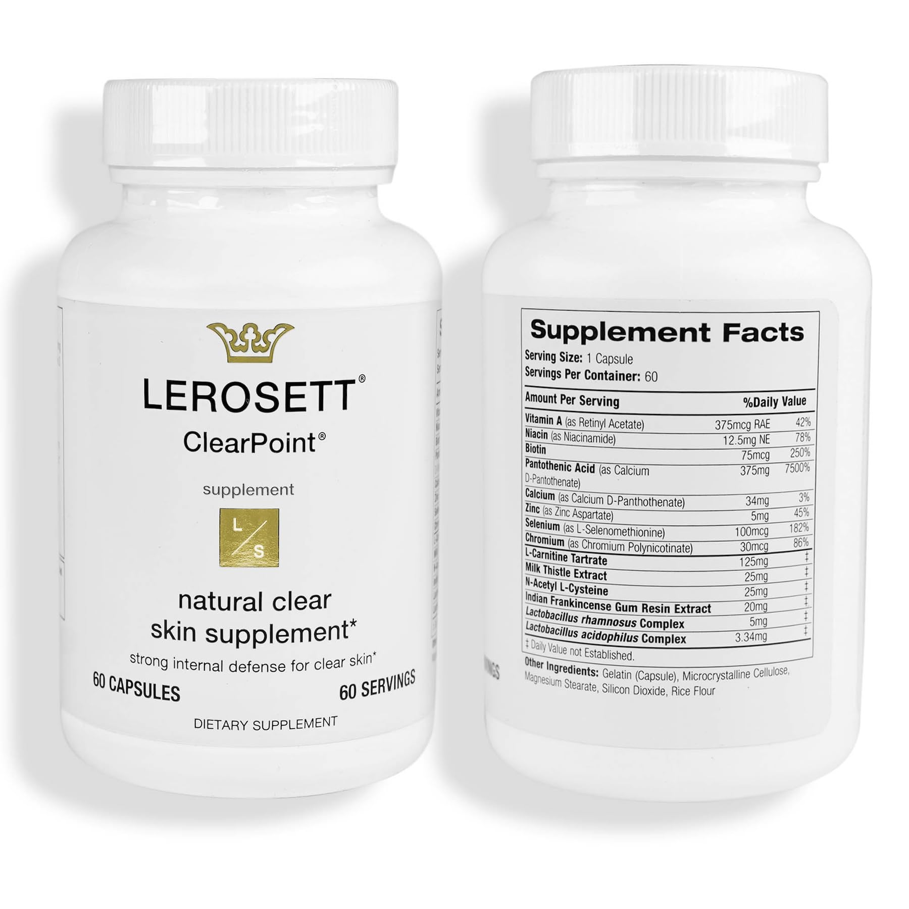 Etiquetas ClearPoint con ingredientes clave para la piel