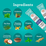 GuruNanda aceite de coco, ingredientes naturales visibles en detalle.