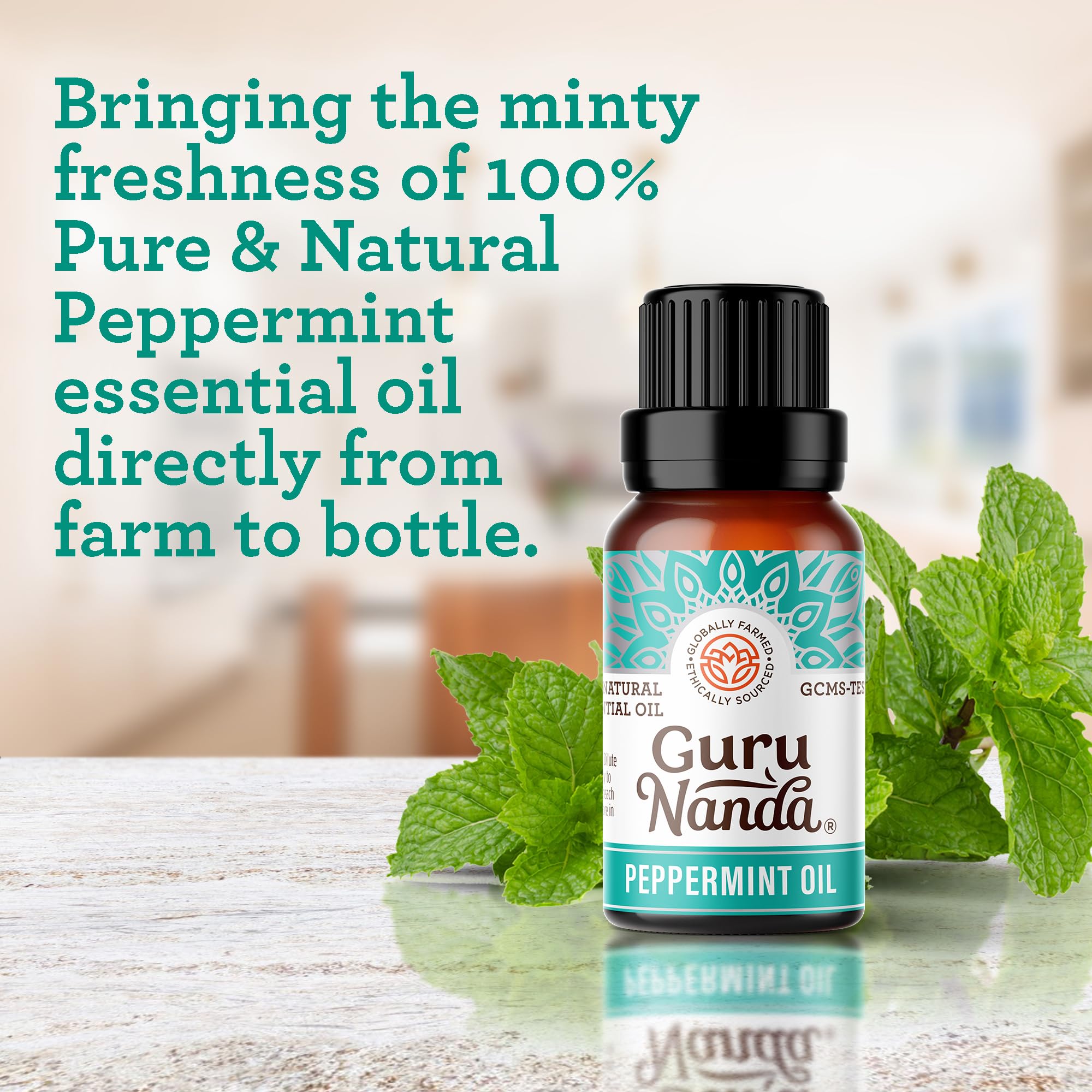 GuruNanda Aceite Esencial de Menta GCMS certificado garantiza pureza.