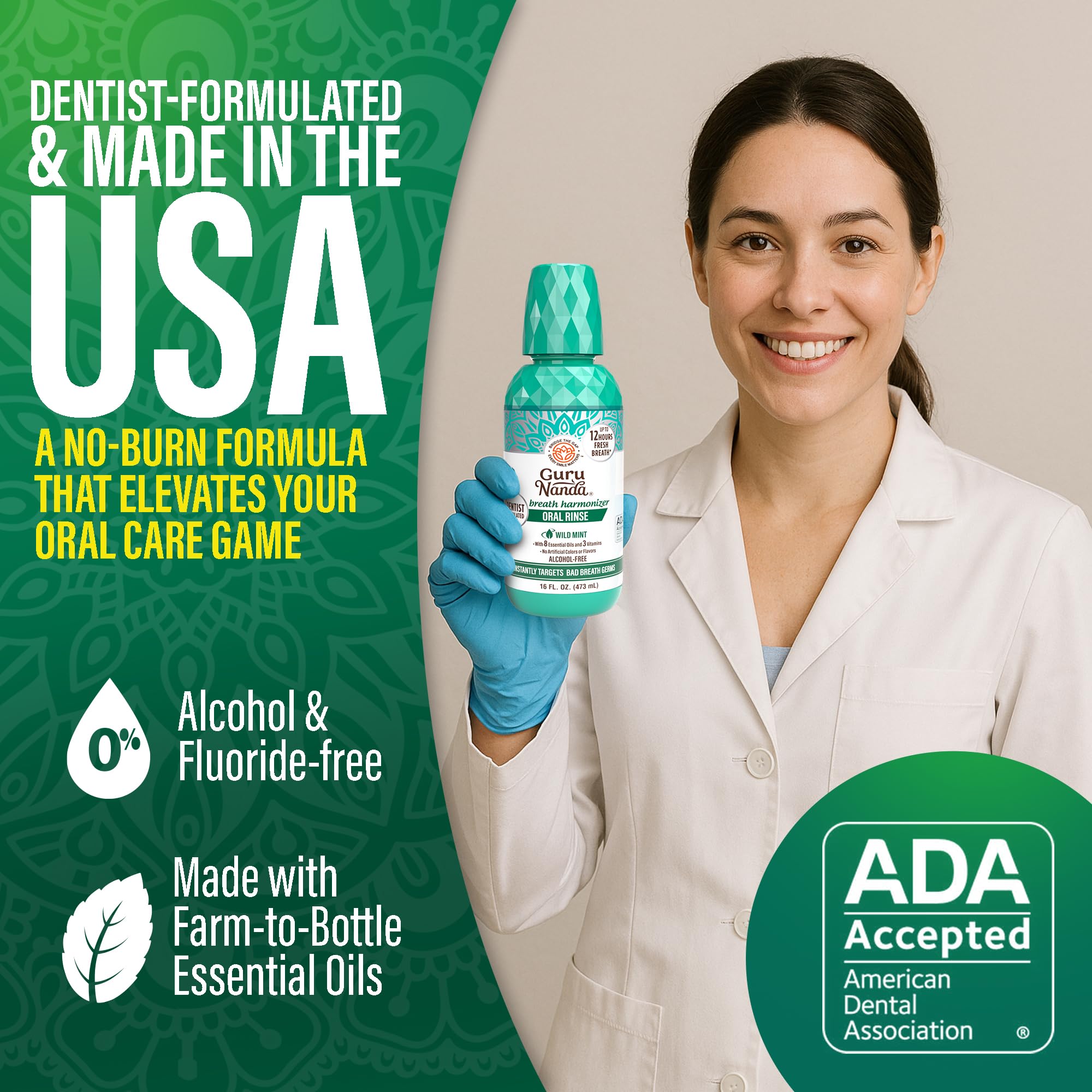 GuruNanda aceites esenciales de menta para aliento duradero.