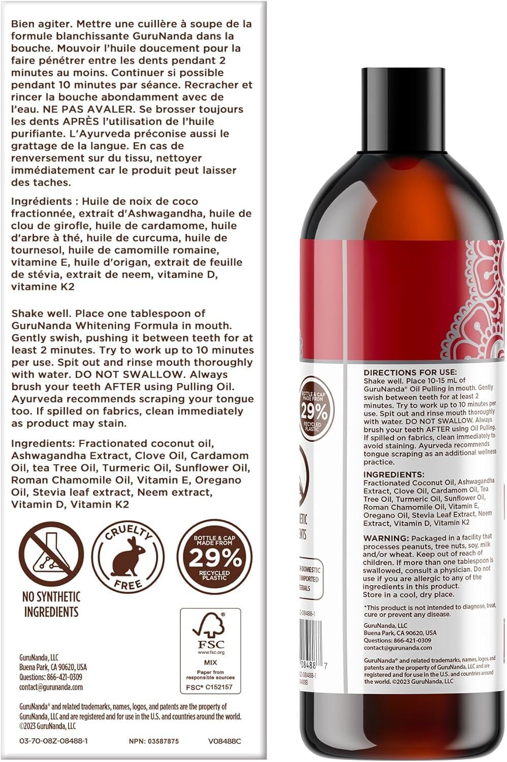 GuruNanda fórmula libre de crueldad y kosher para cuidado bucal