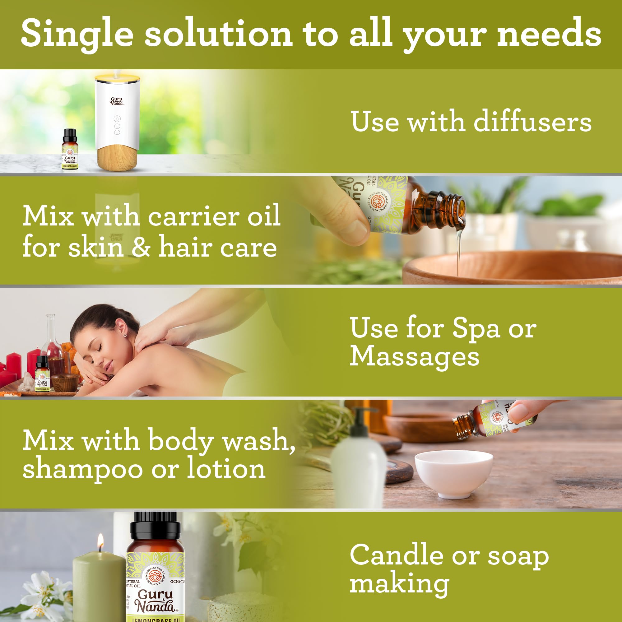 GuruNanda Lemongrass: uso para masajes relajantes.