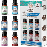 GuruNanda: set de 6 aceites esenciales para difusor de 15 ml, fácil de usar.
