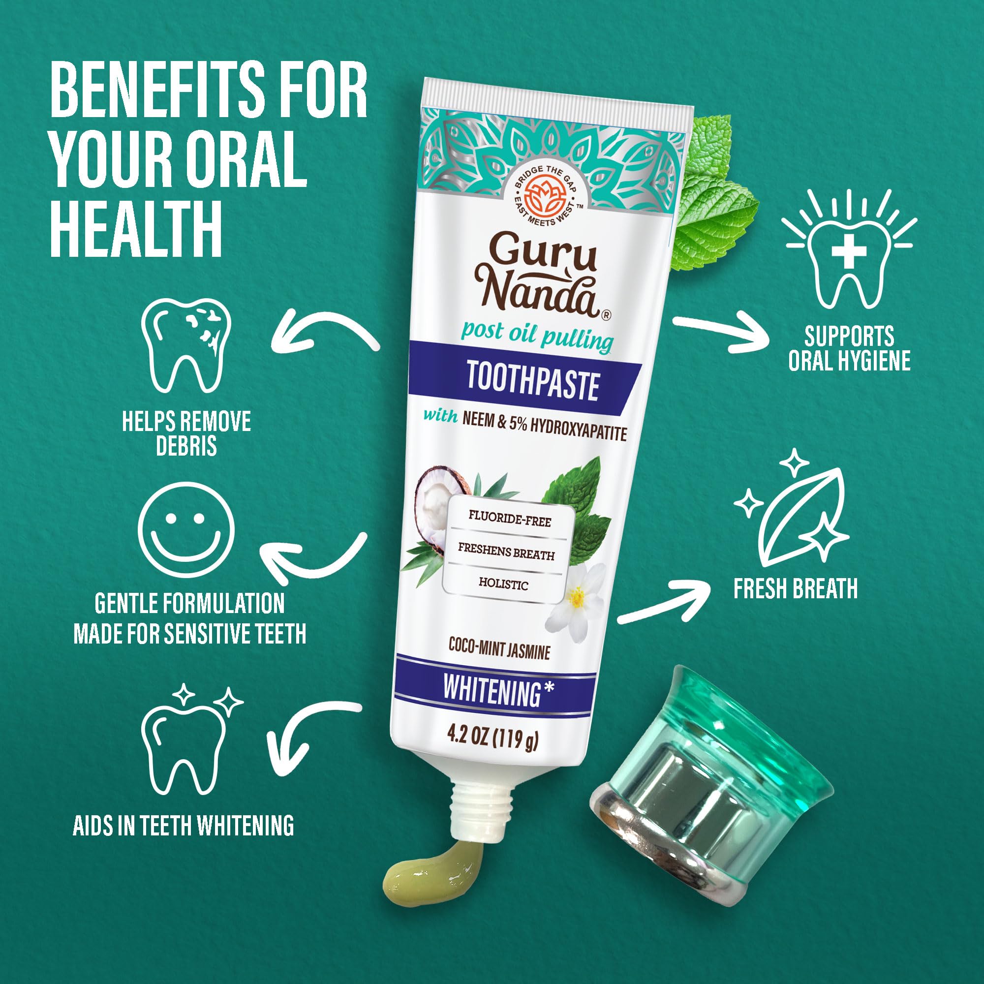 GuruNanda pasta dental aroma fresco neem jasmine