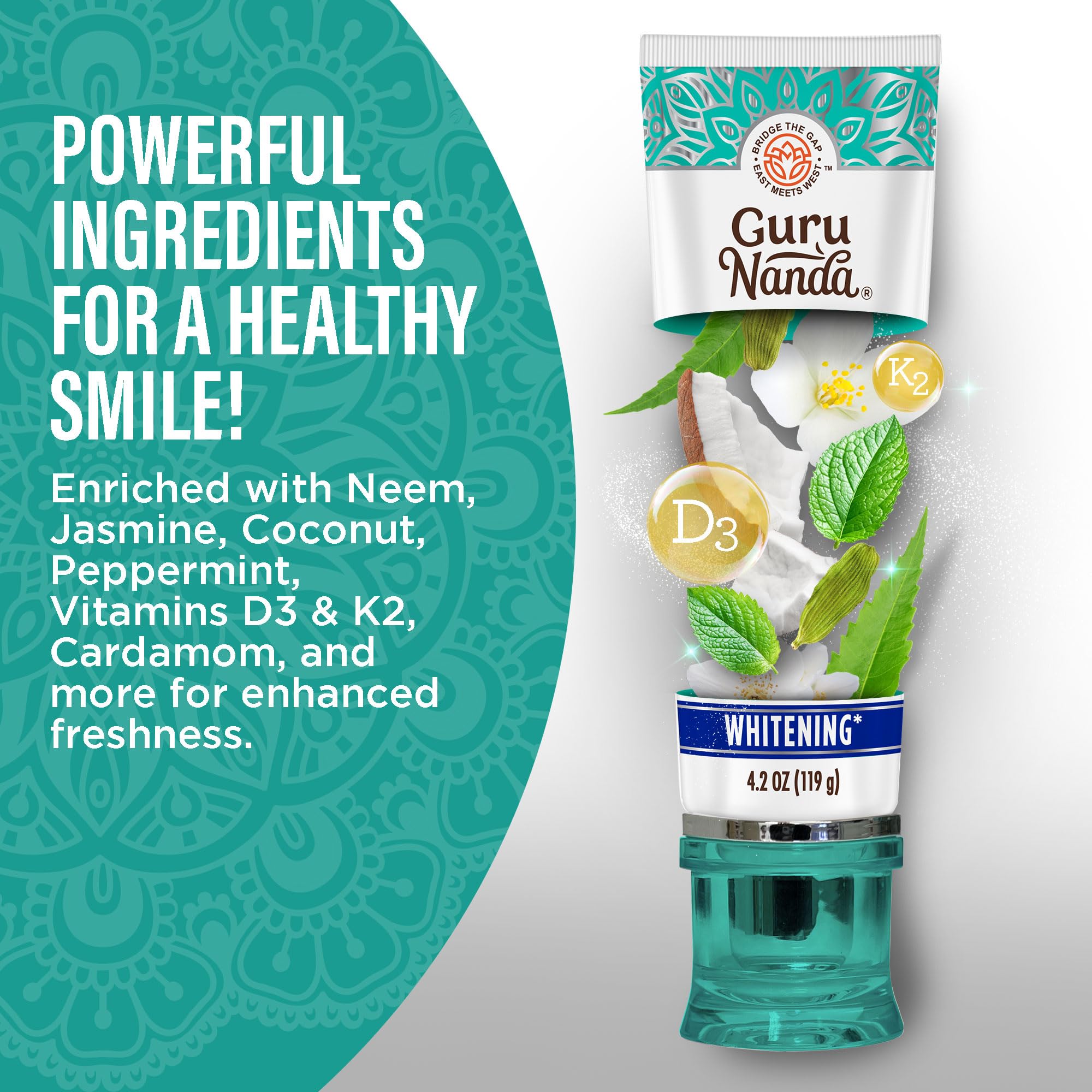 GuruNanda pasta dental blanqueado natural para sonrisa más brillante