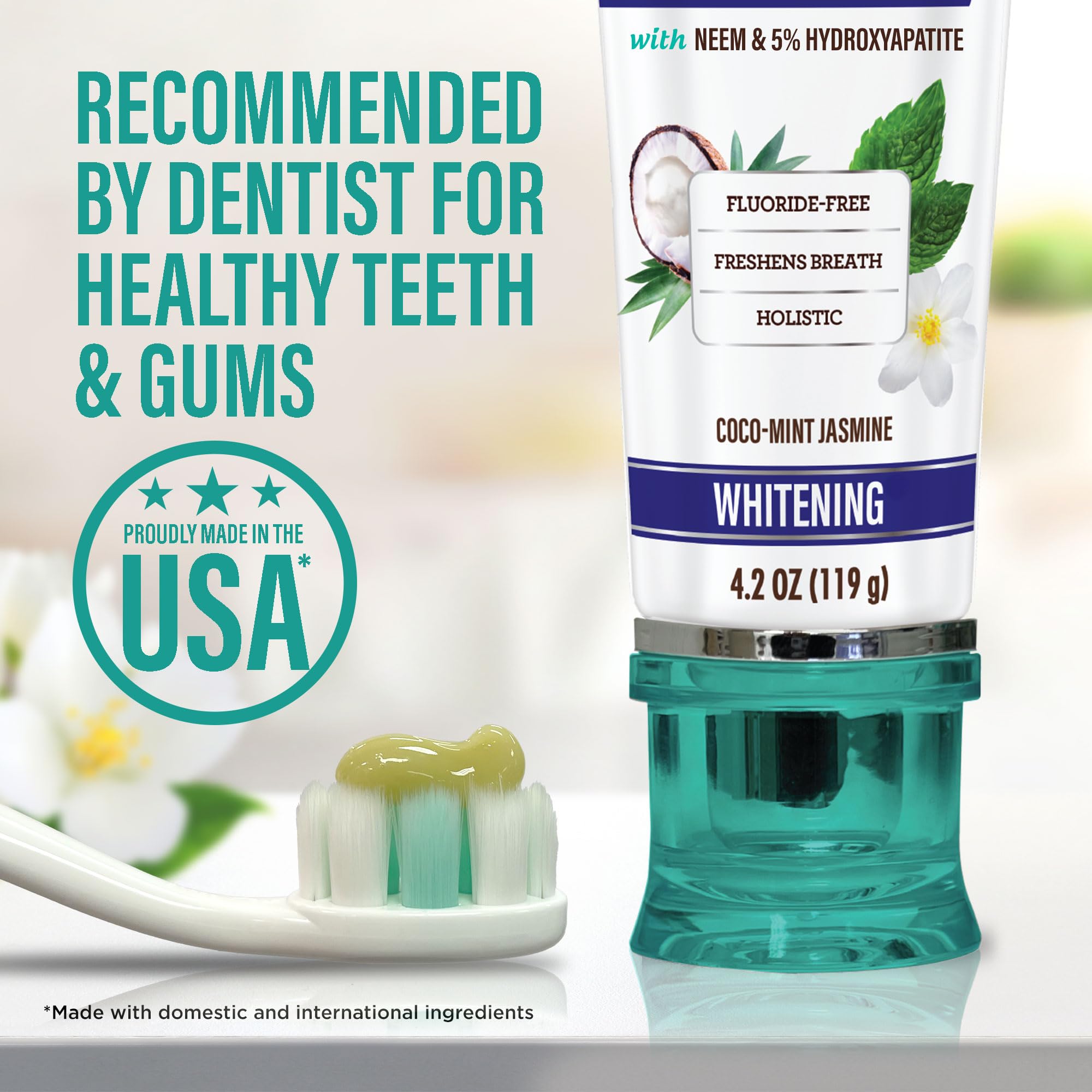 GuruNanda pasta dental envase de 4.2 oz, práctico para uso diario