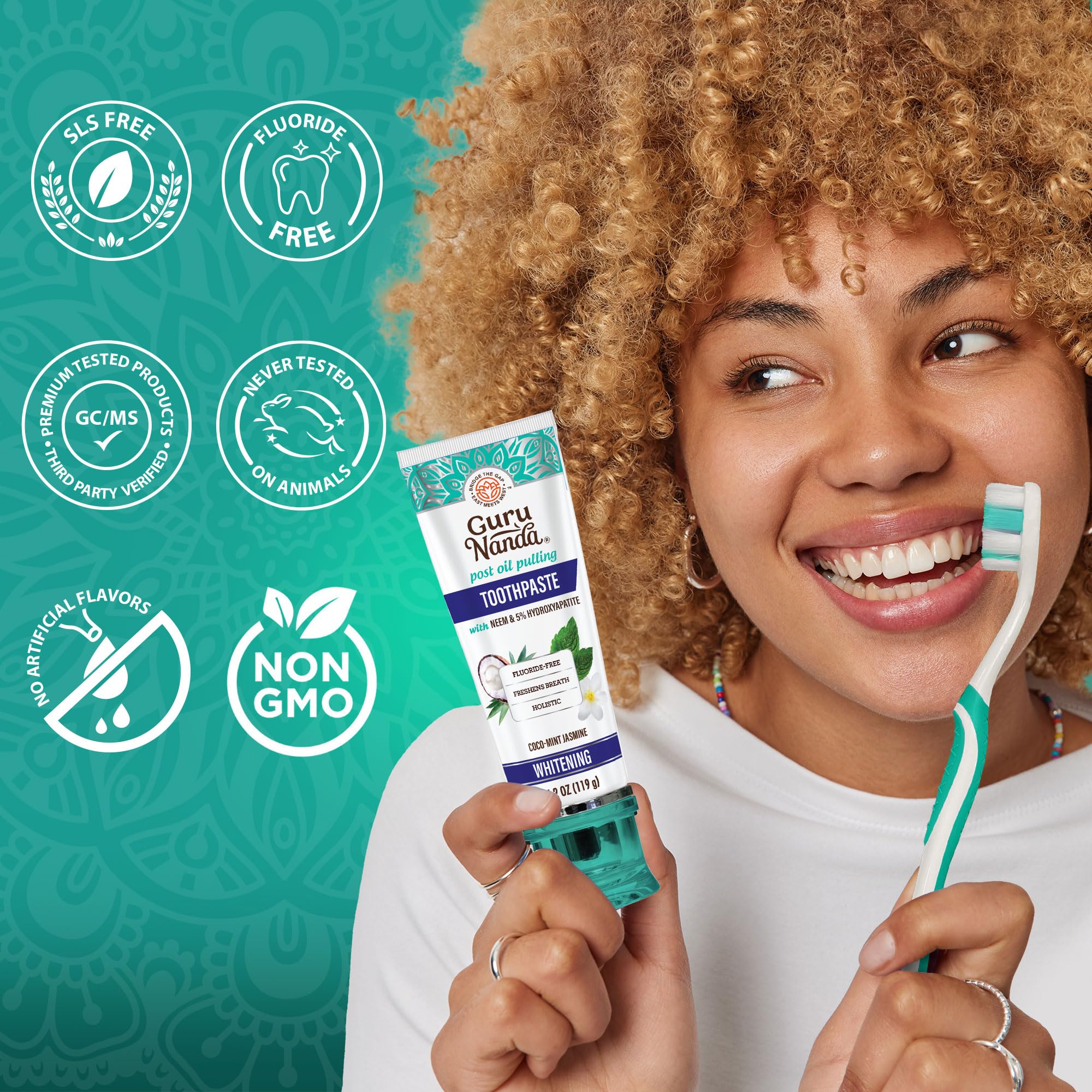 GuruNanda pasta dental incluye raspador de lengua para aliento fresco