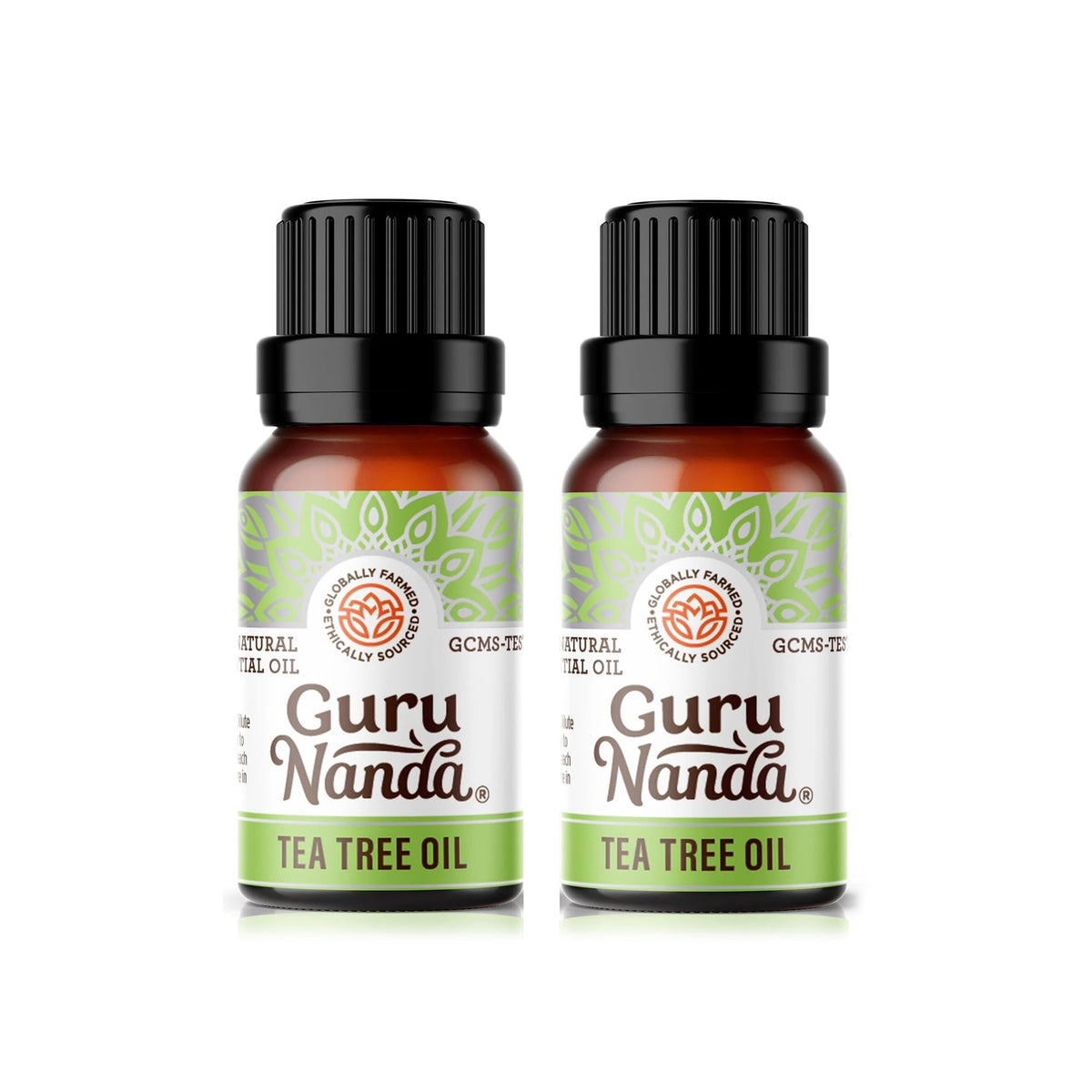 GuruNanda Tea Tree: botella ámbar de aceite puro para uso aromático.