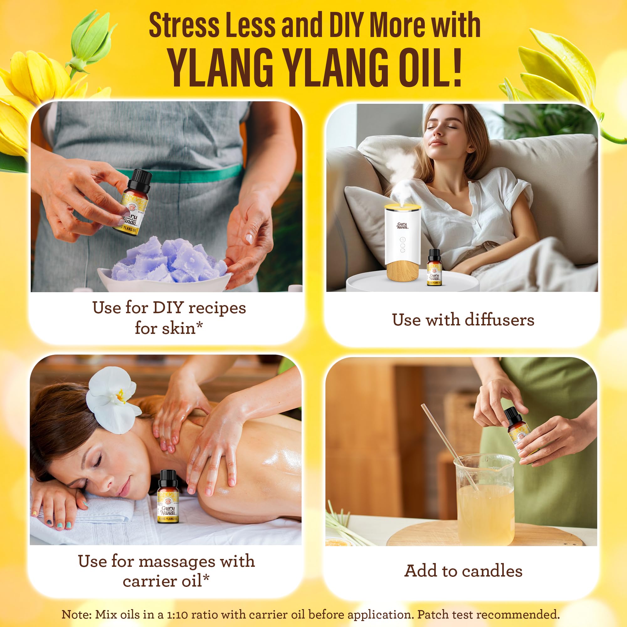 GuruNanda Ylang Ylang para masajes con aceite portador