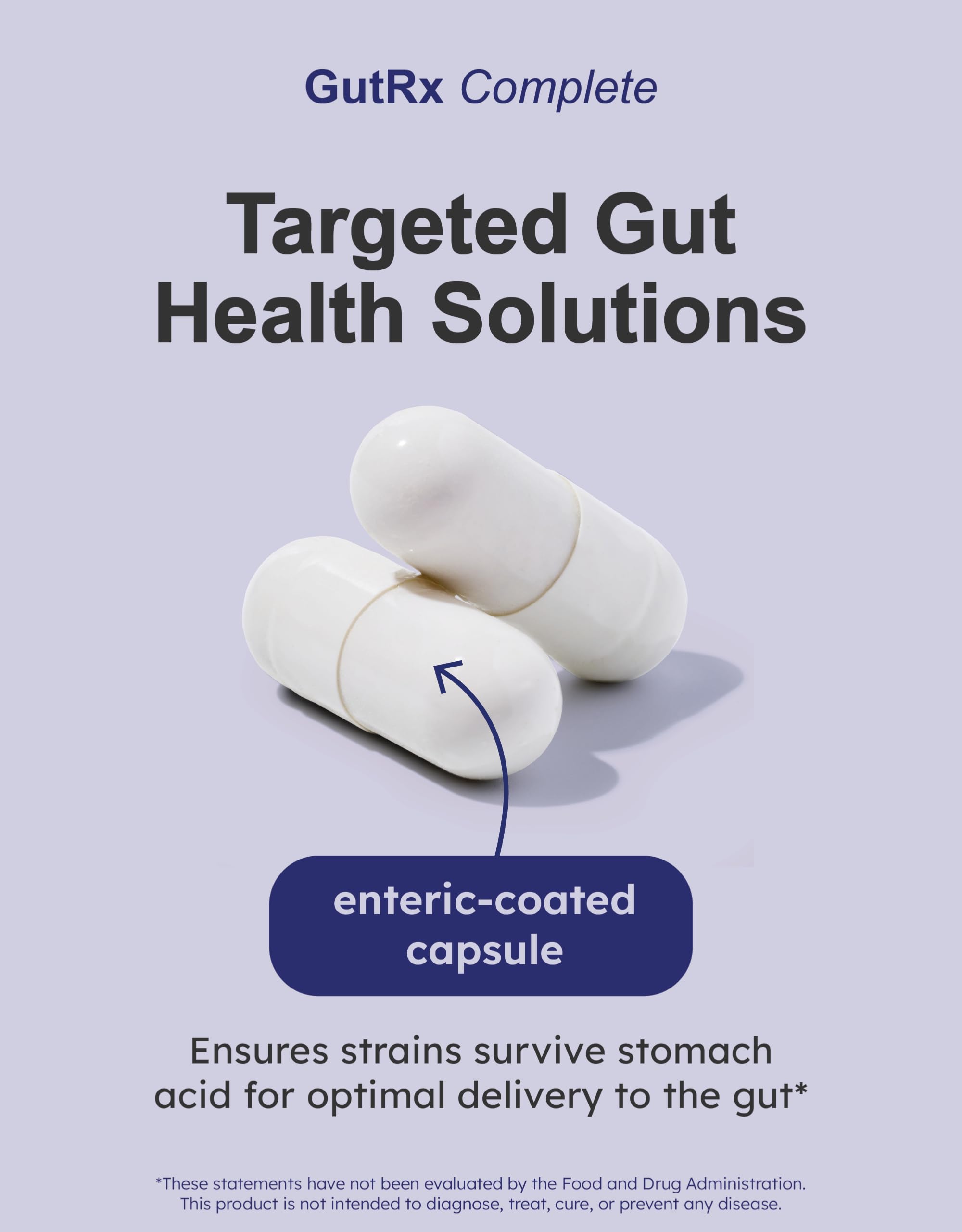 GutRx Probiotico Completo: dosis diaria para conveniencia y consistencia.