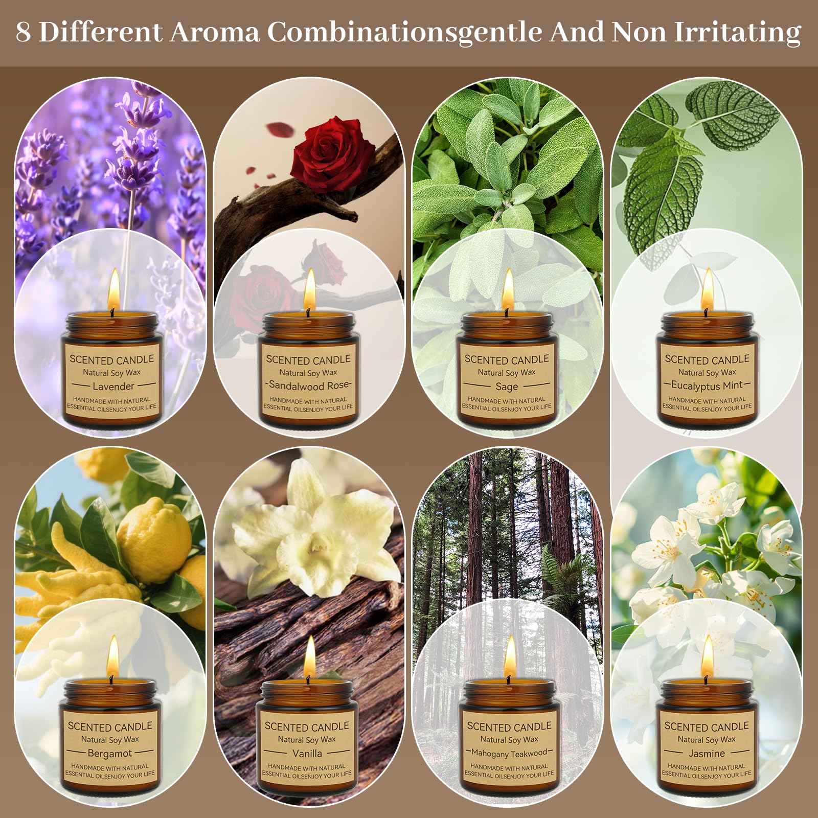 GUYHNE velas aromaterapia salvia: calma mental y concentración suave.