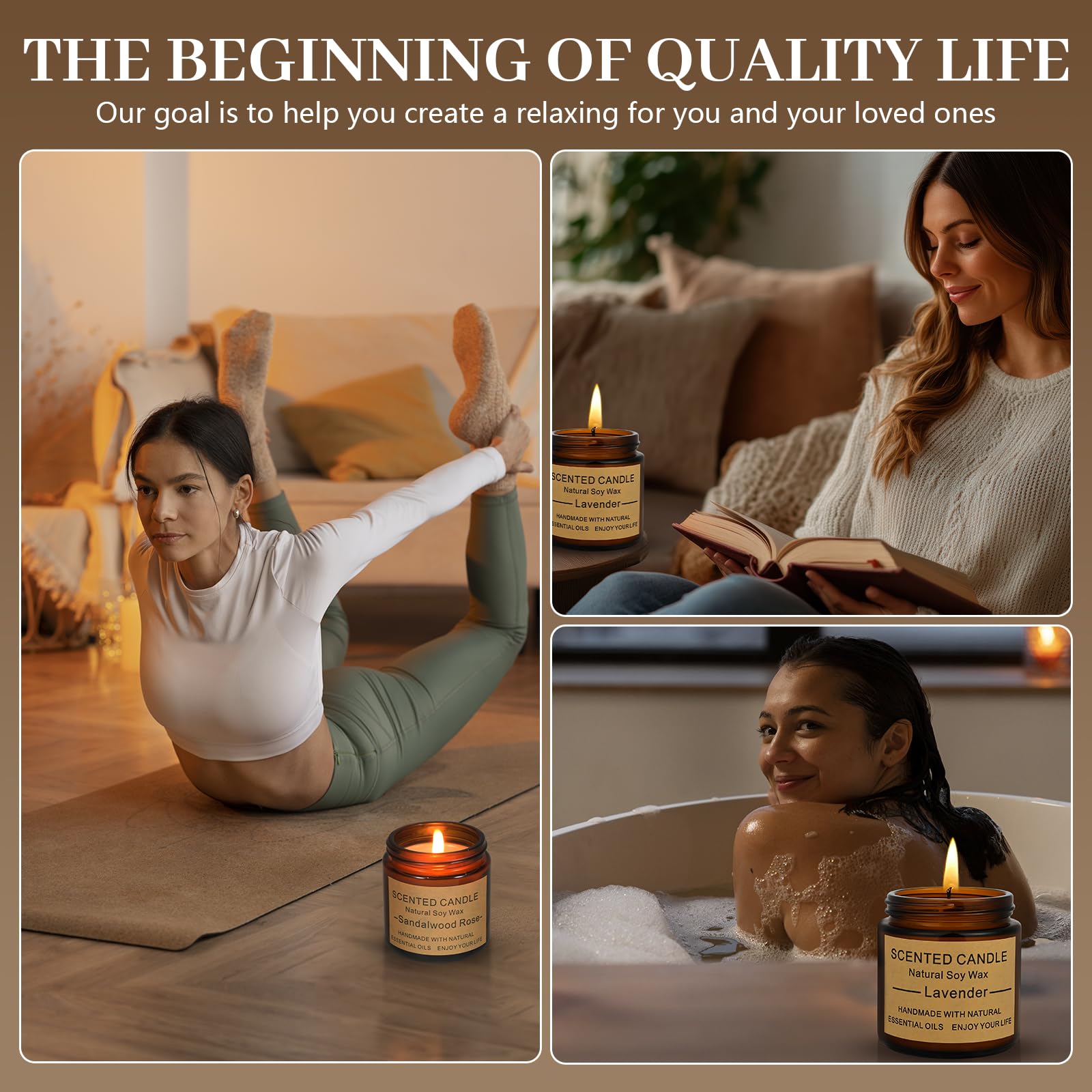 GUYHNE velas aromaterapia sandalo-rosa: spa en casa.