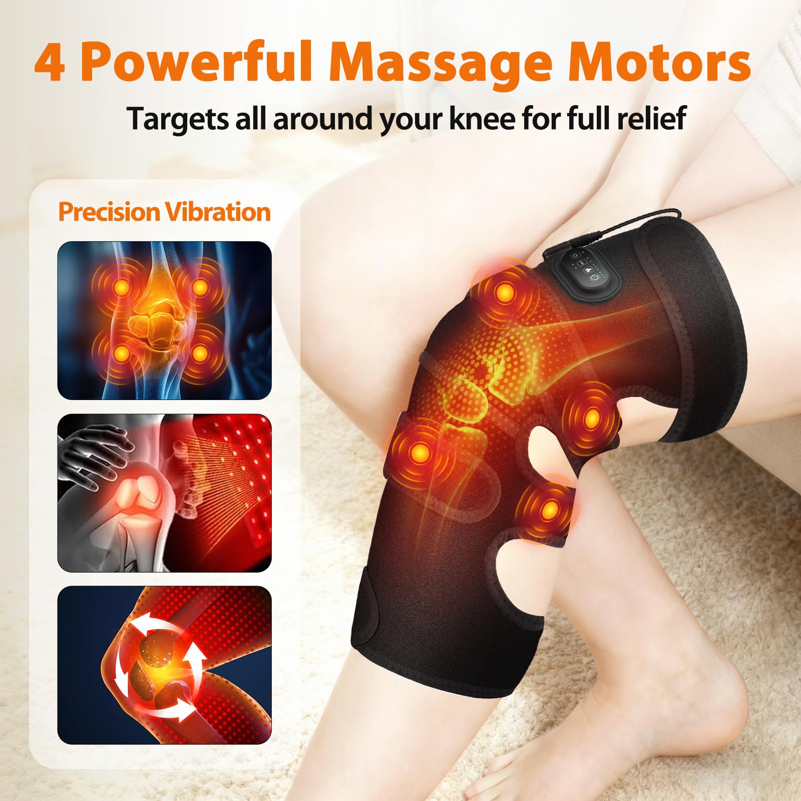 GVMSOR Masaje de rodilla con tres niveles de calor para confort inmediato.