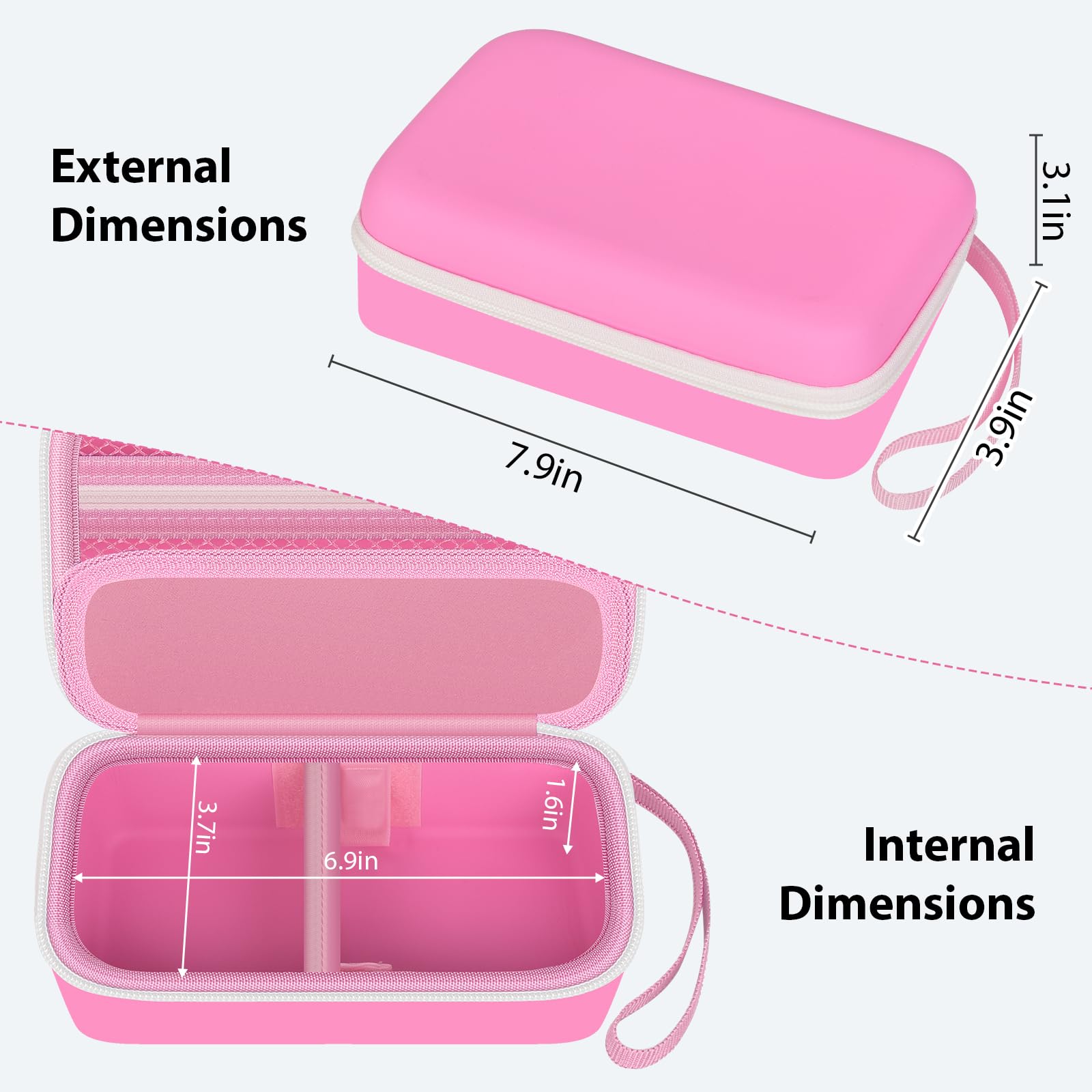 GWCASE bolsillo de malla superior para accesorios como gotas y soluciones.
