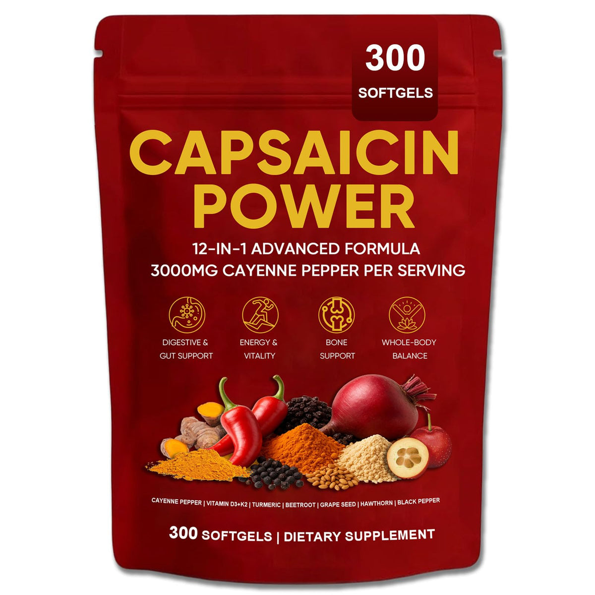 GXSAE Capsaicin Power frasco de cápsulas de cayenne para uso diario