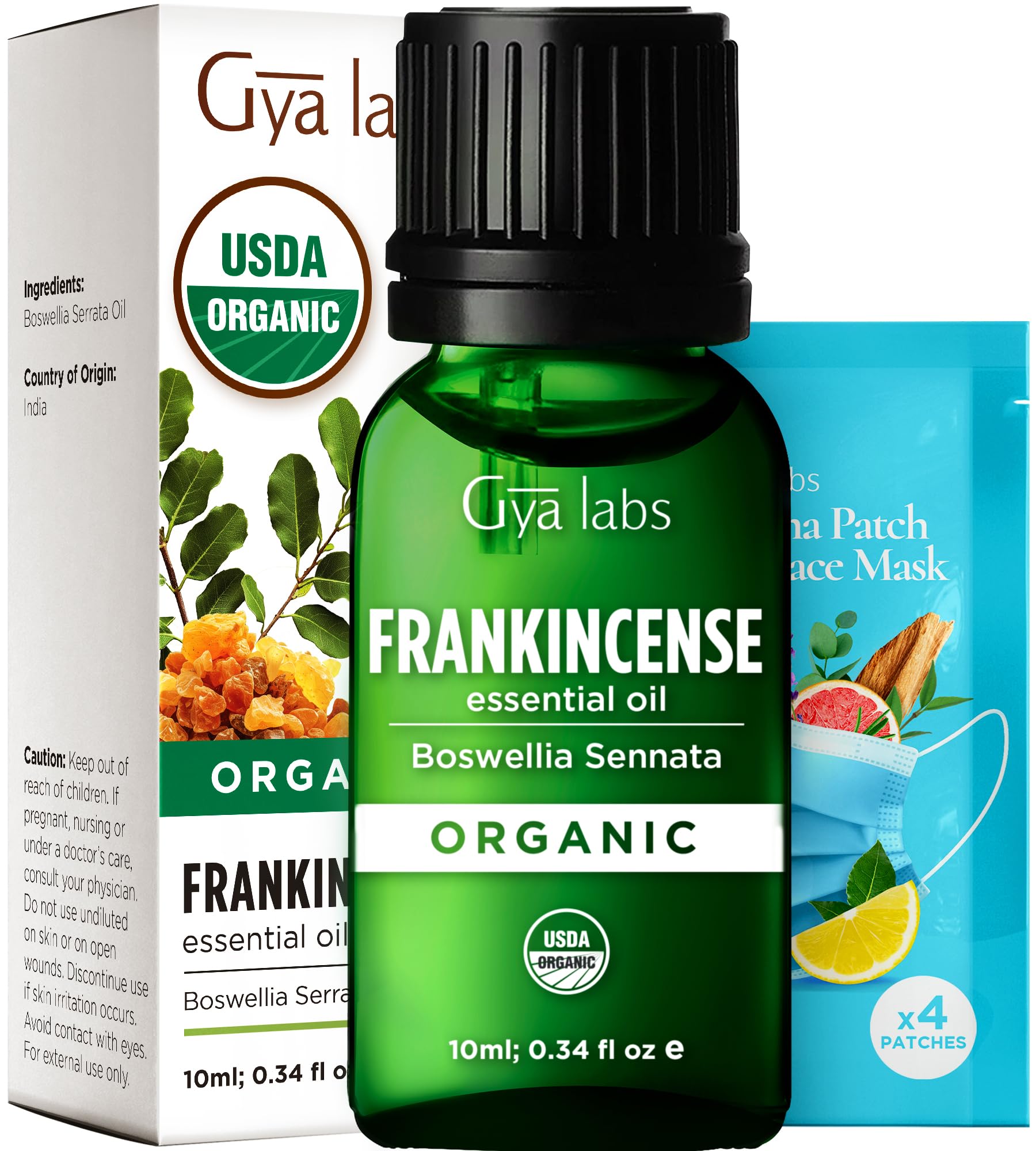 Gya Labs Aceite Esencial de Incienso en botella para aromaterapia y cuidado de la piel.