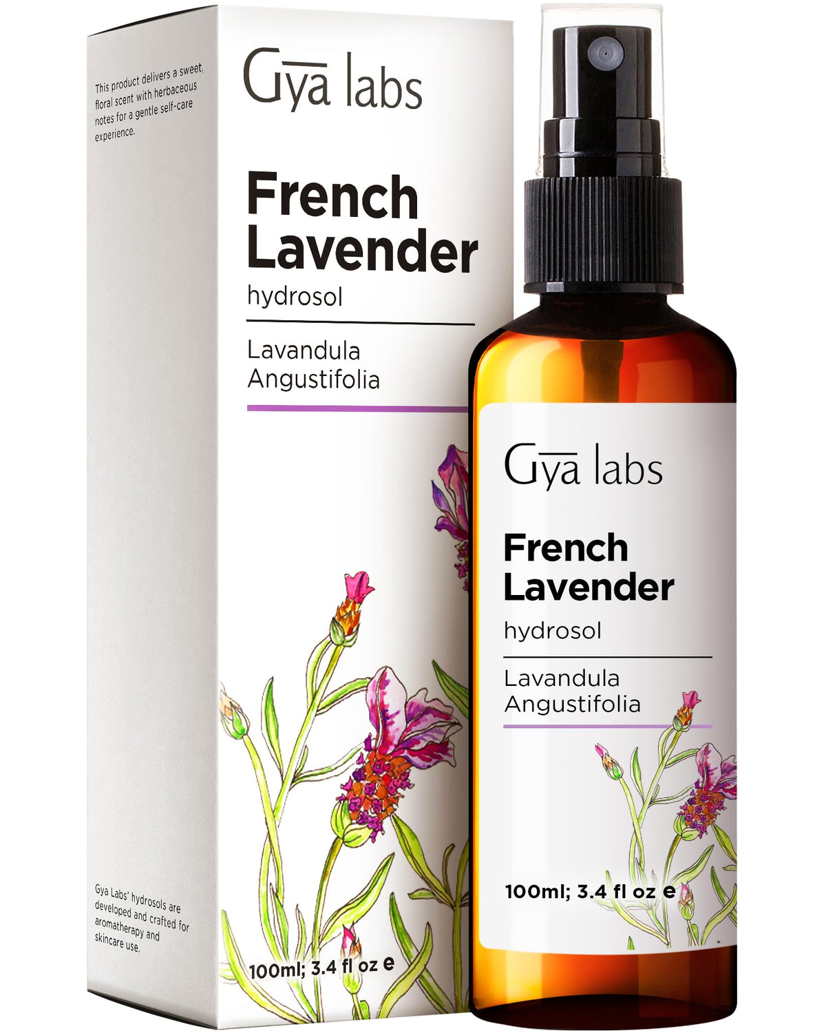 Hidrolato de Lavanda Francesa de Gya Labs en botella, aroma delicado para piel y hogar.