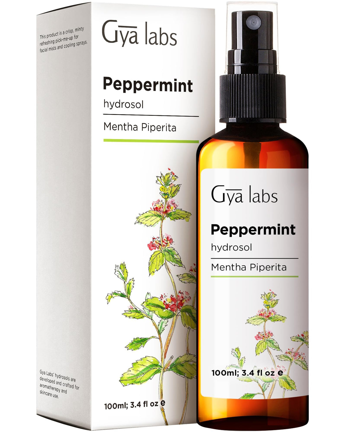 Gya Labs hidrosol de menta: frasco para rostro con aroma mentolado y refrescante