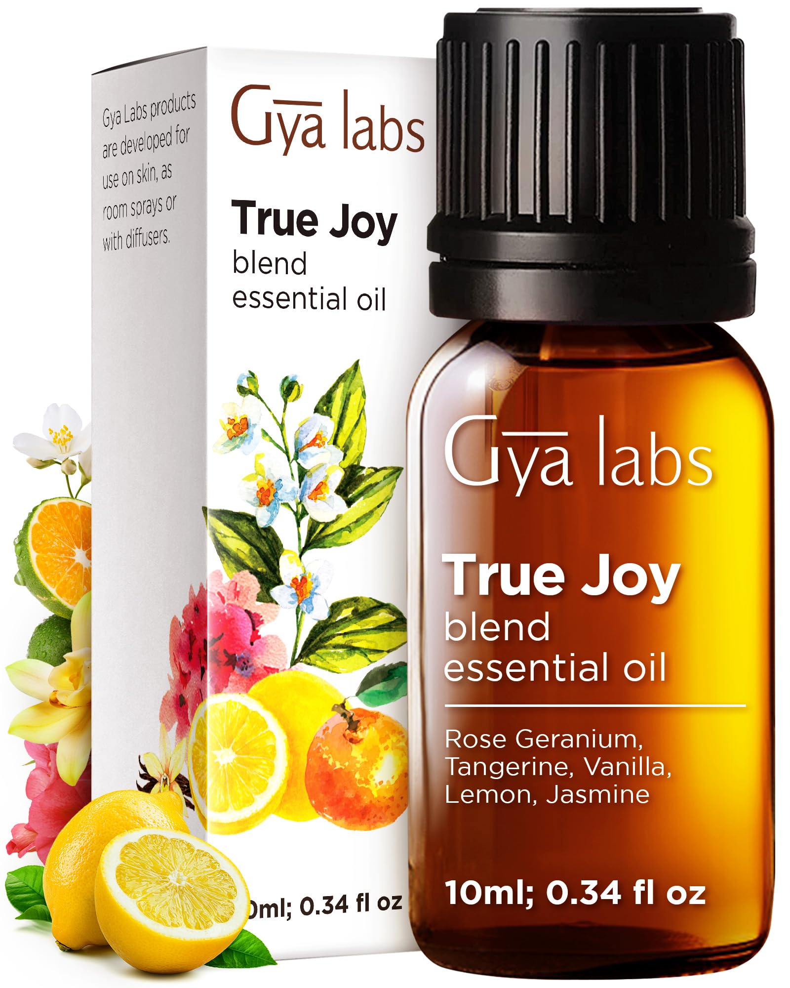 Gya Labs Joy, frasco de aceite esencial, aroma suave para tranquilidad.