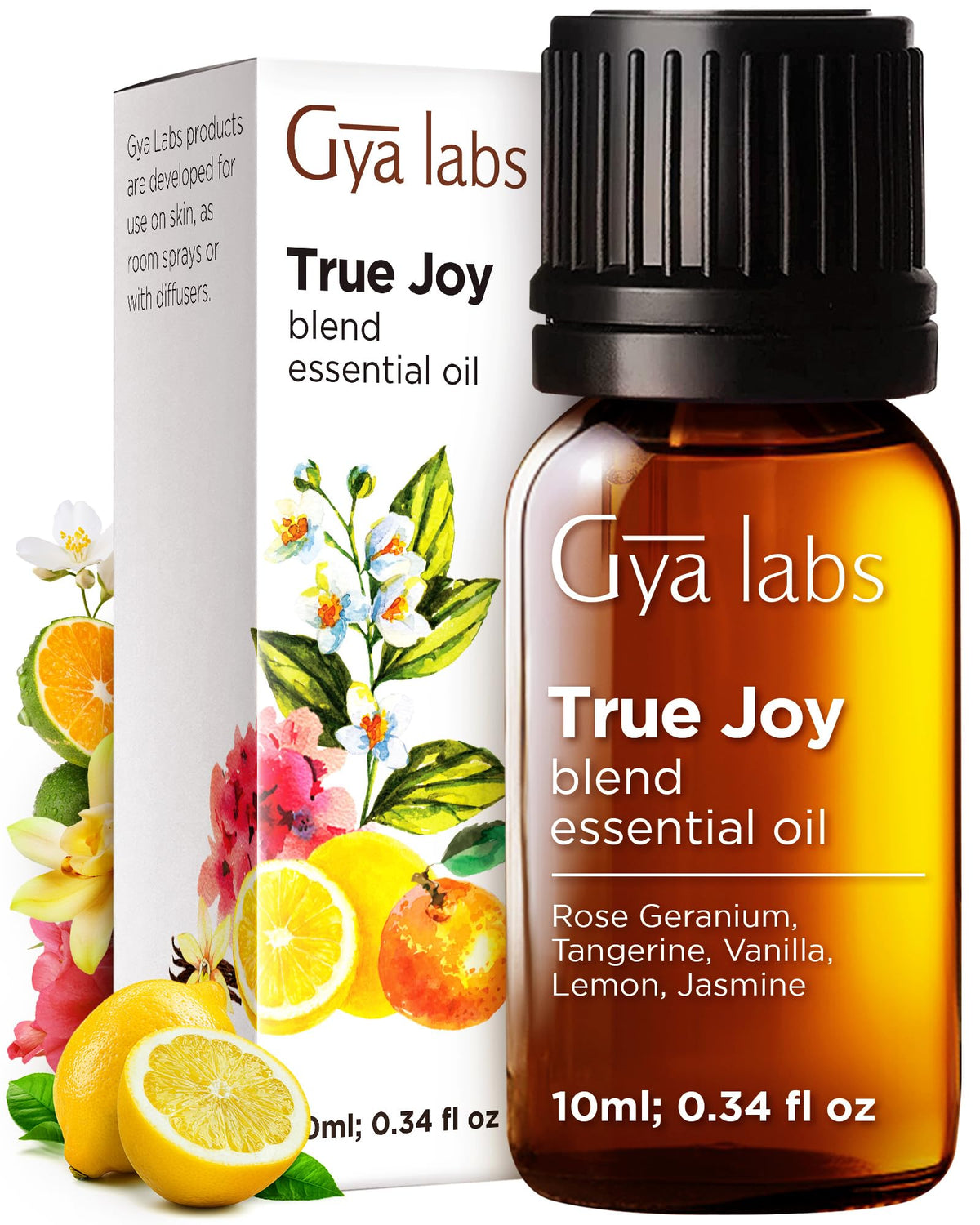 Gya Labs Joy, frasco de aceite esencial, aroma suave para tranquilidad.