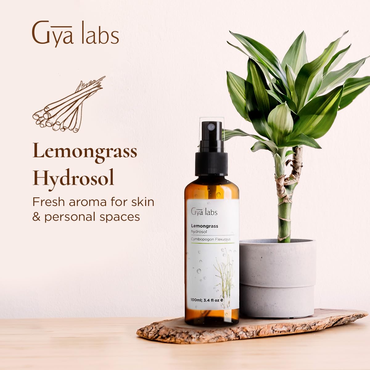 Gya Labs Lemongrass Hydrosol, refresco capilar para revitalizar el cabello entre usos.