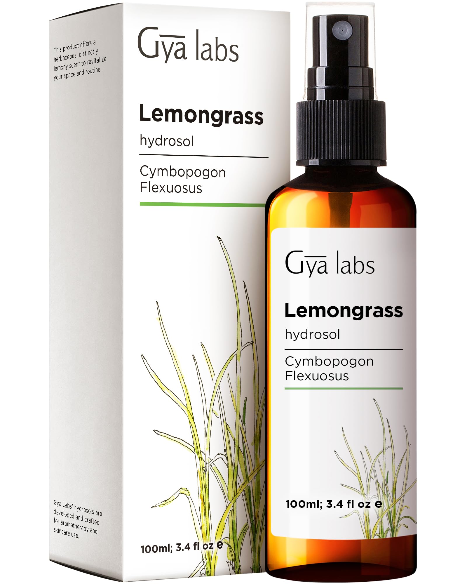 Gya Labs Lemongrass Hydrosol, niebla para rostro y cuerpo, hidrata sin obstruir poros.