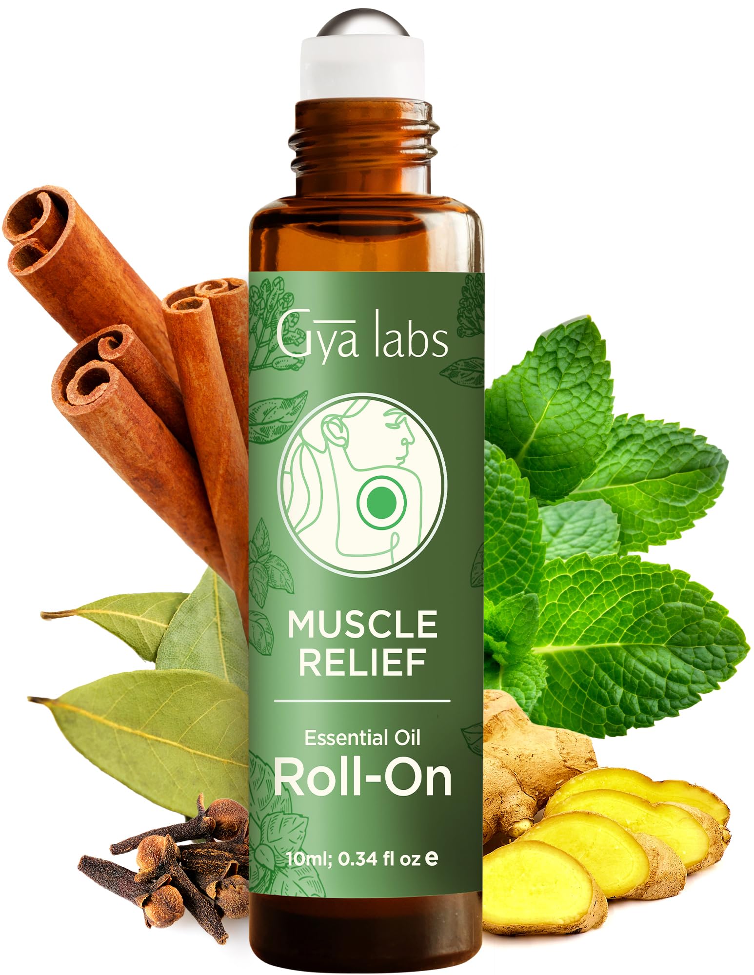 Gya Labs Muscle Relief Roll-On aplicado en puntos de pulso para alivio suave.