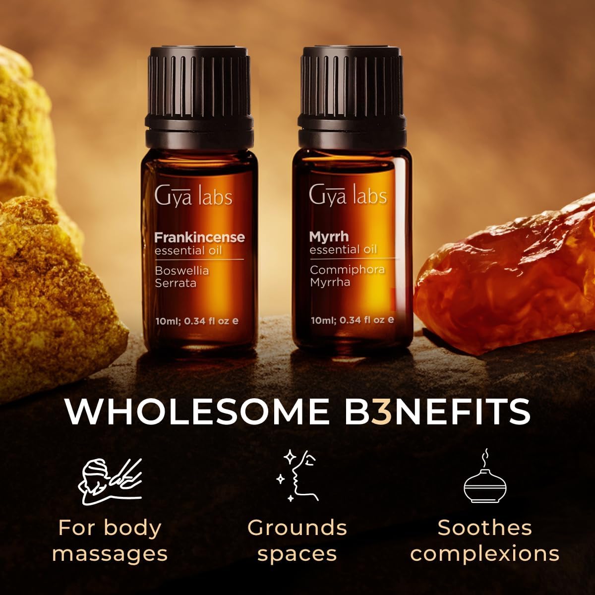 Gya Labs aceite de incienso y mirra para cabello, cabello sedoso.