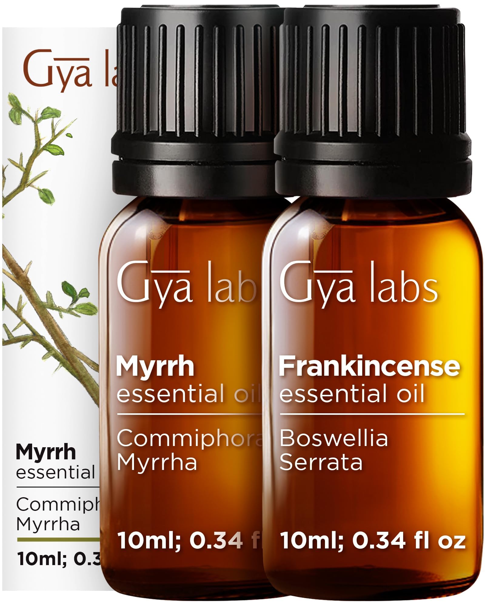 Gya Labs frasco de aceite de incienso y mirra para difusor, aroma reconfortante.