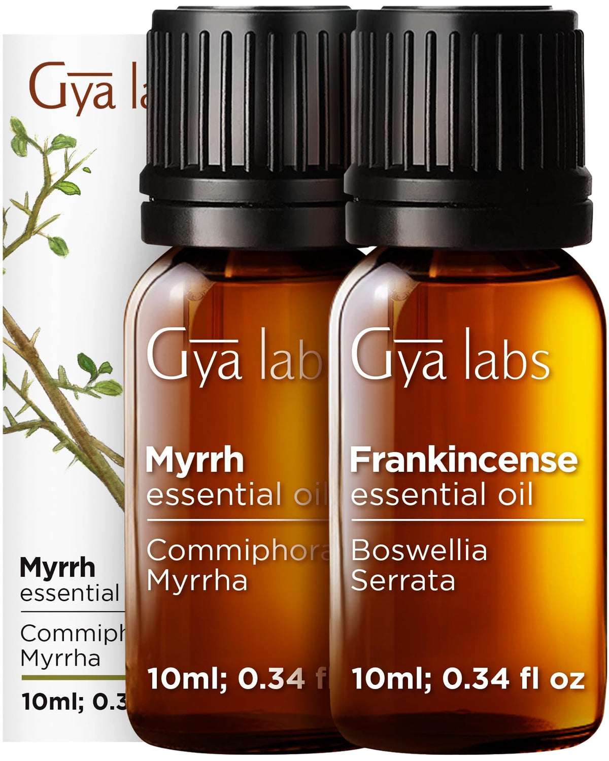 Gya Labs frasco de aceite de incienso y mirra para difusor, aroma reconfortante.