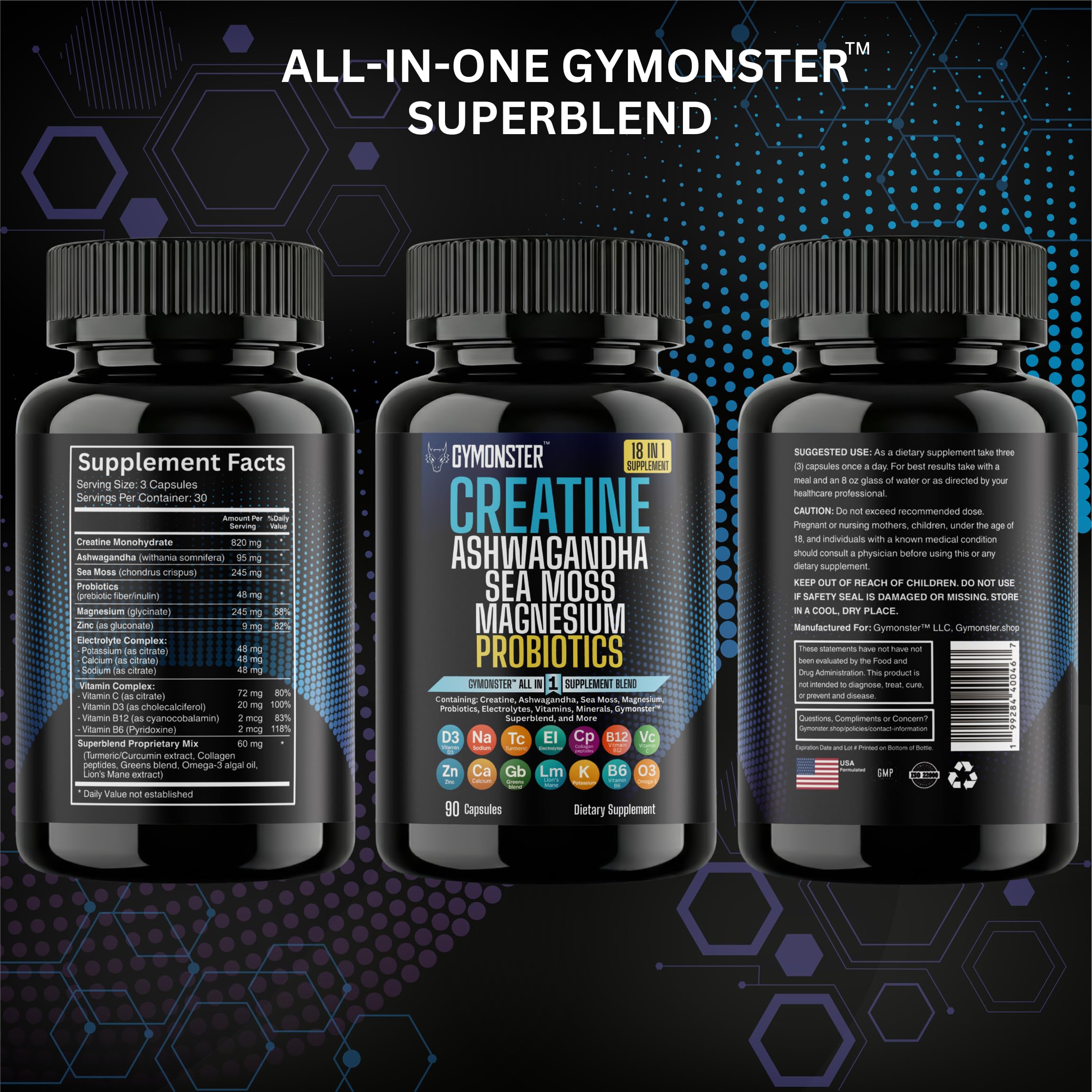 Extracto de melena de león Gymonster para soporte cognitivo.