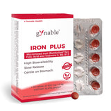 Gynable Iron Plus, frasco cercano, ingesta suave diaria para el día a día