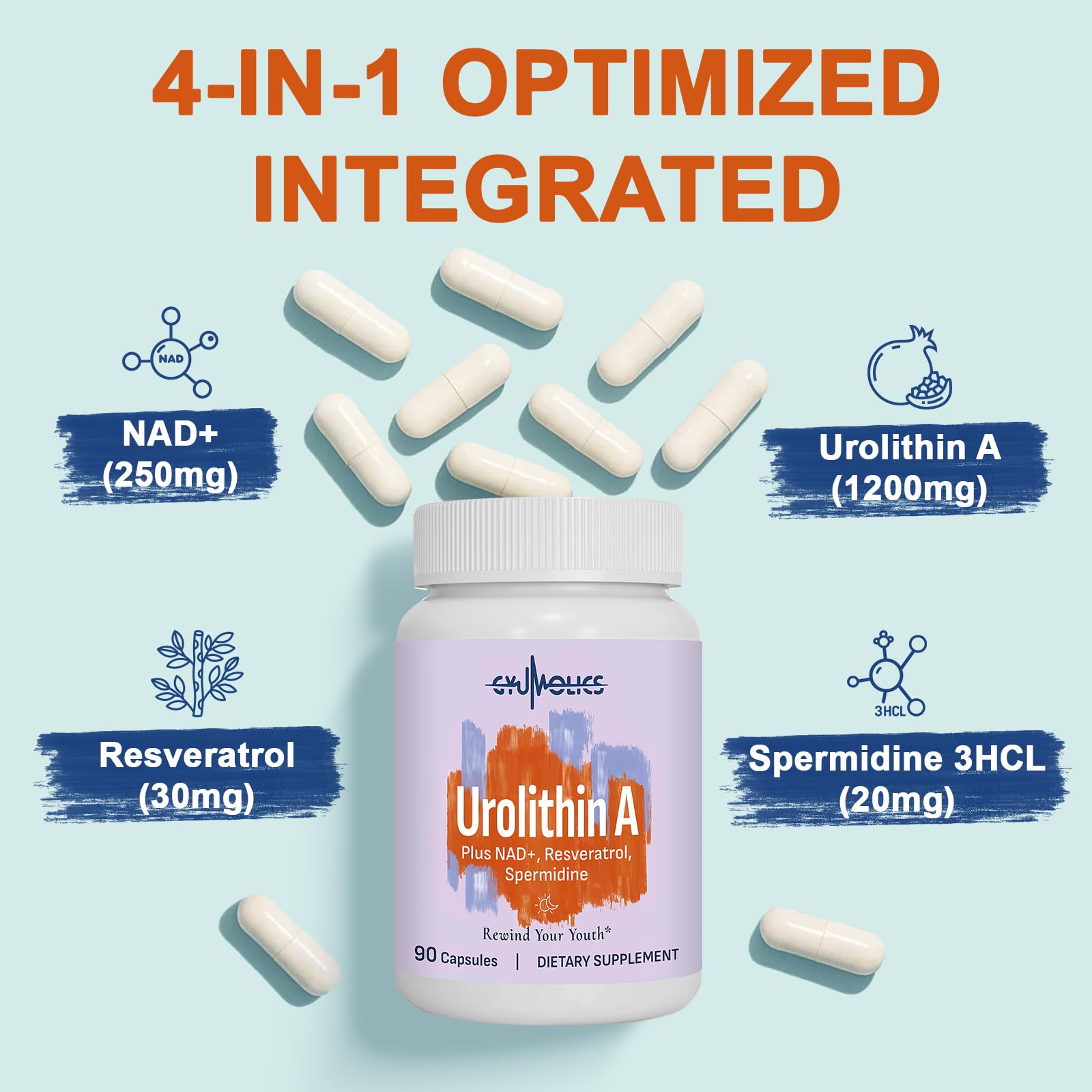 Ingredientes clave: NAD+, trans-resveratrol y Spermidina para soporte celular.