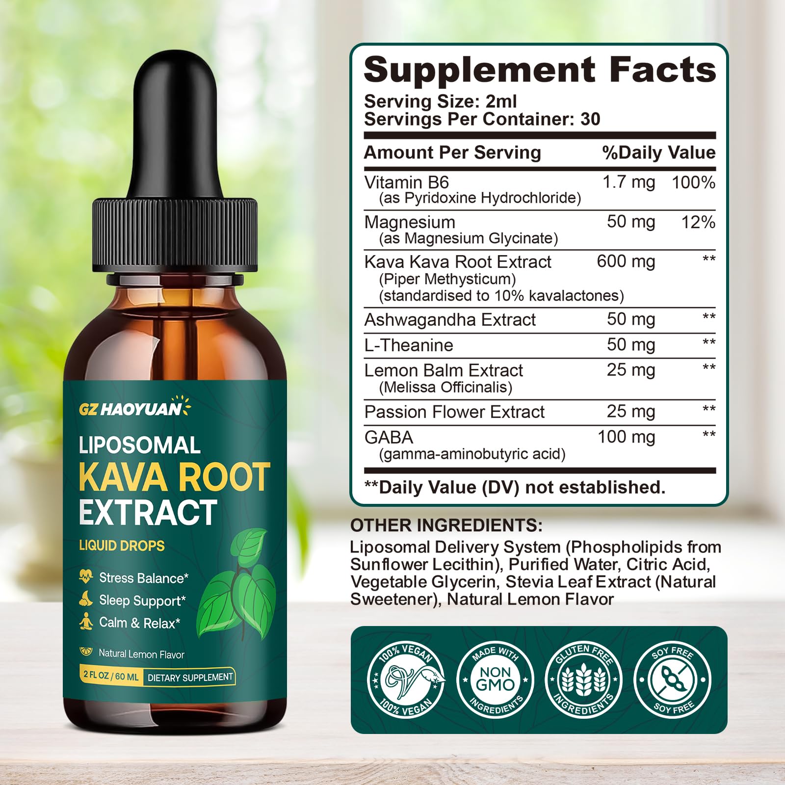GZ HAOYUAN Kava Drops envase práctico y diseño limpio.