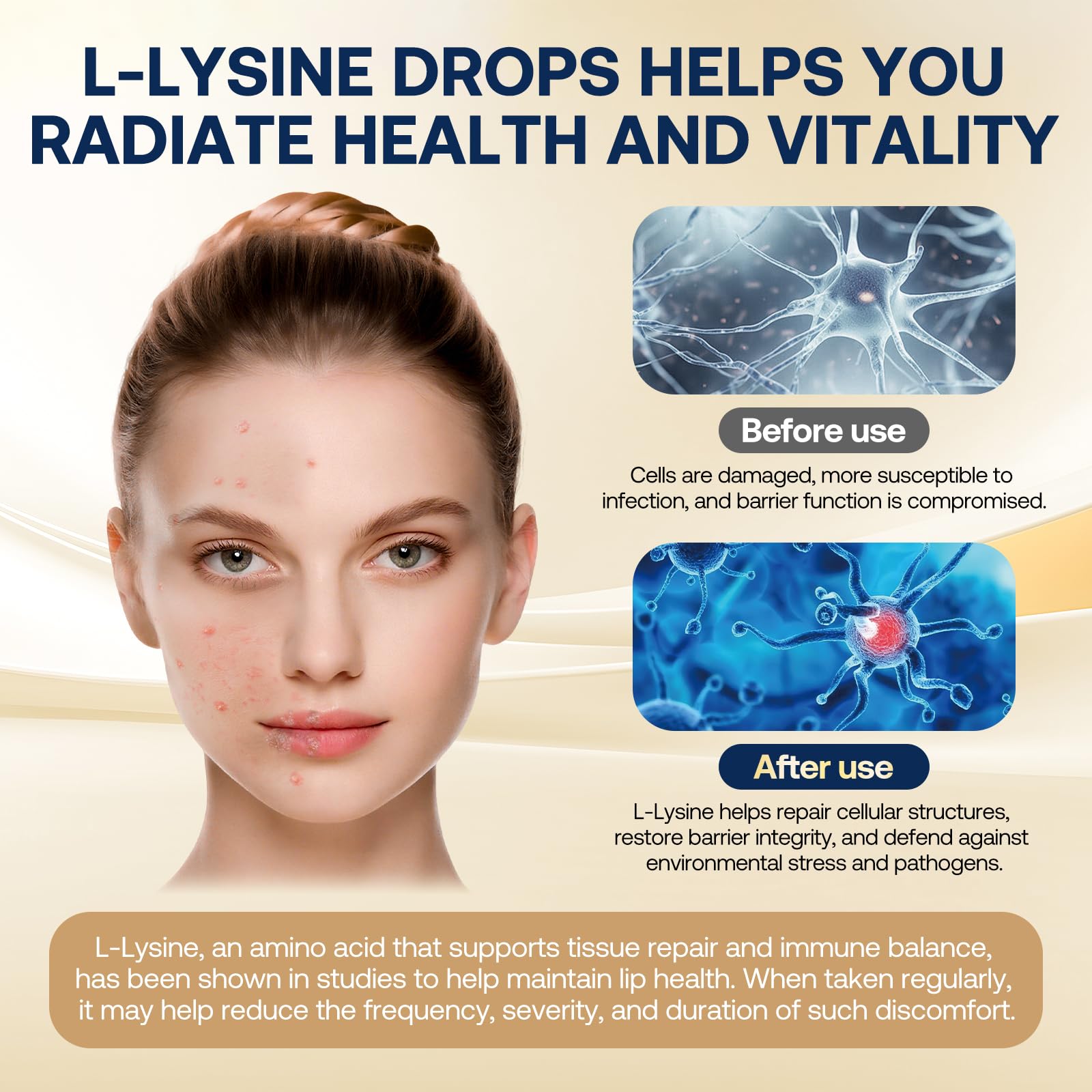 GZ HaoYuan lisina liposomal 1000 mg, cuentagotas para dosificación flexible.