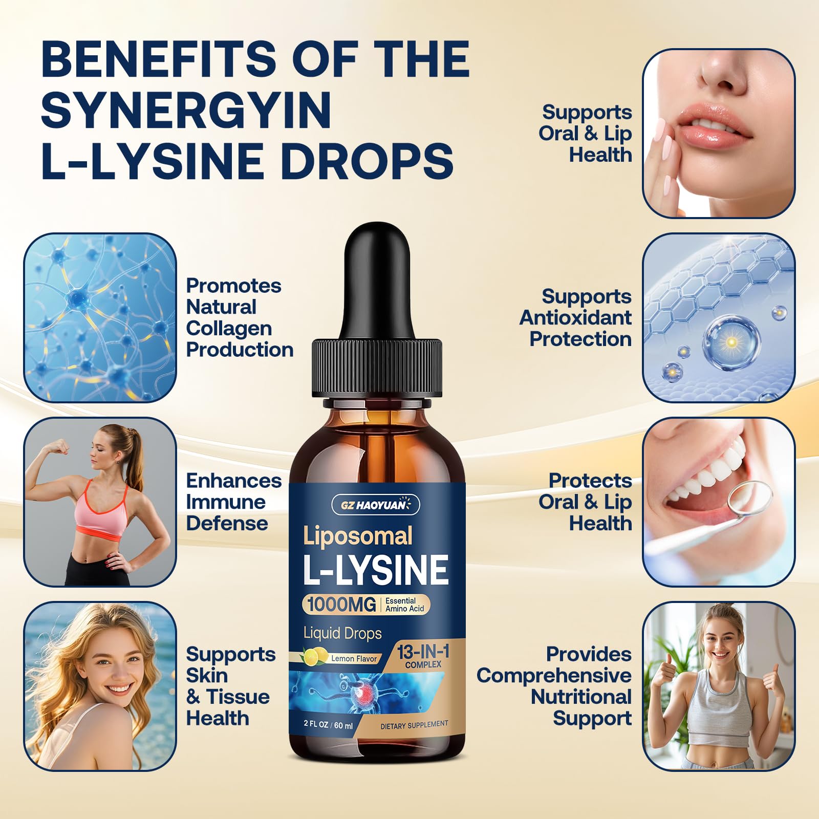 GZ HaoYuan lisina liposomal 1000 mg, uso seguro para niños y adultos.
