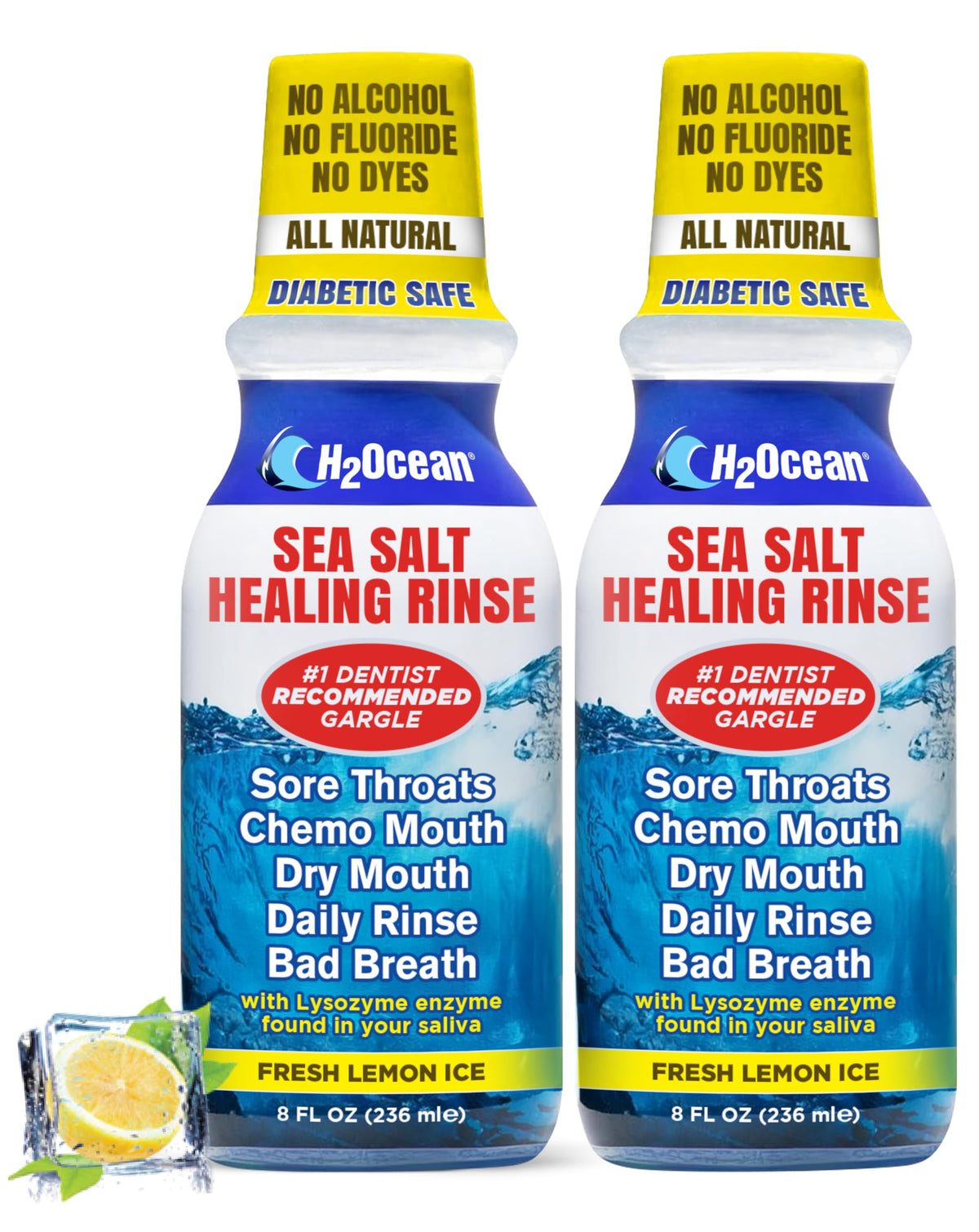 H2Ocean Healing Rinse botella con sabor limón para aliento fresco