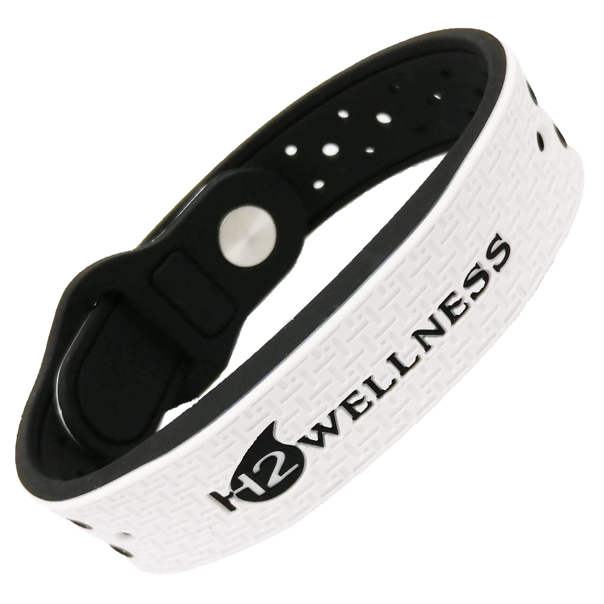 Pulsera magnética H2WELLNESS blanca vista frontal para uso diario cómodo