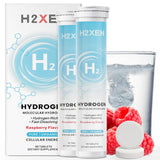 Botella H2XEN con hidrógeno 8ppm y sabor a frambuesa para hidratación.