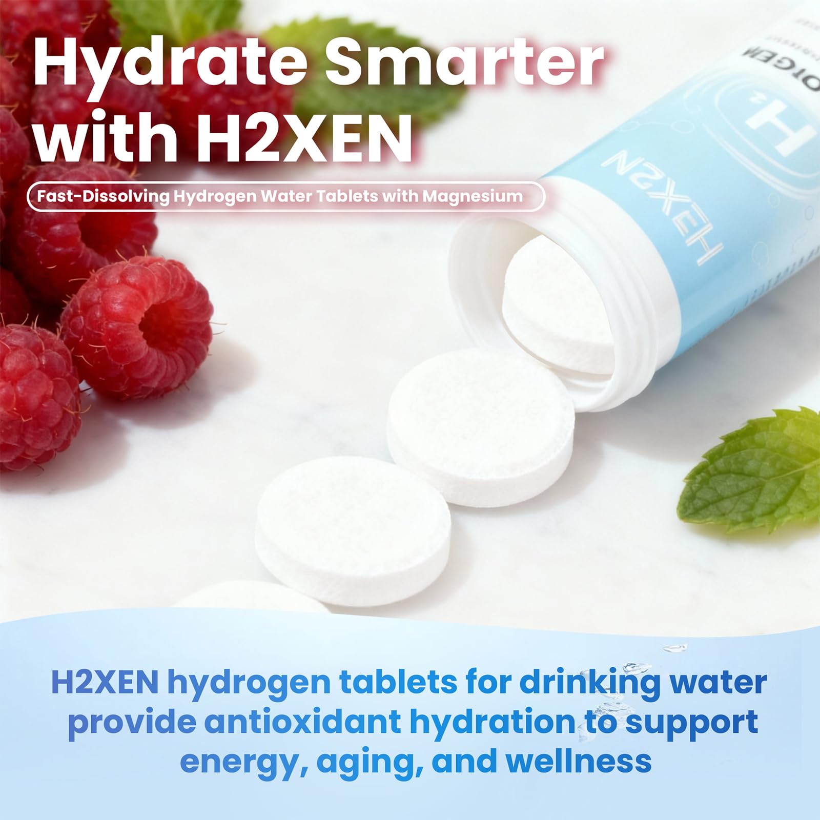 Disolución de H2XEN en agua con frambuesa.