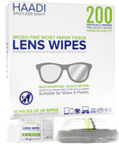 HAADI: toallitas limpiadoras para lentes envueltas individualmente, ideales para viajar.