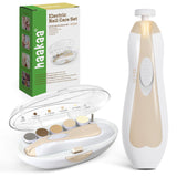 haakaa acorn lima eléctrica para uñas del bebé con luz para mayor precisión.