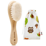 Cepillo haakaa para bebé con cerdas de lana natural suaves para piel delicada.