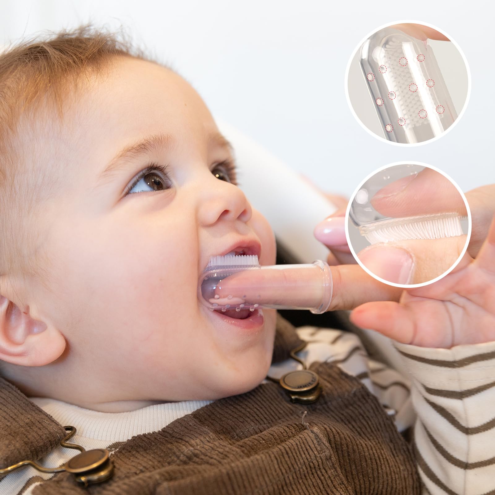 Haakaa dedo cepillo dientes, silicona suave, masaje suave en encías para consolar durante la dentición.